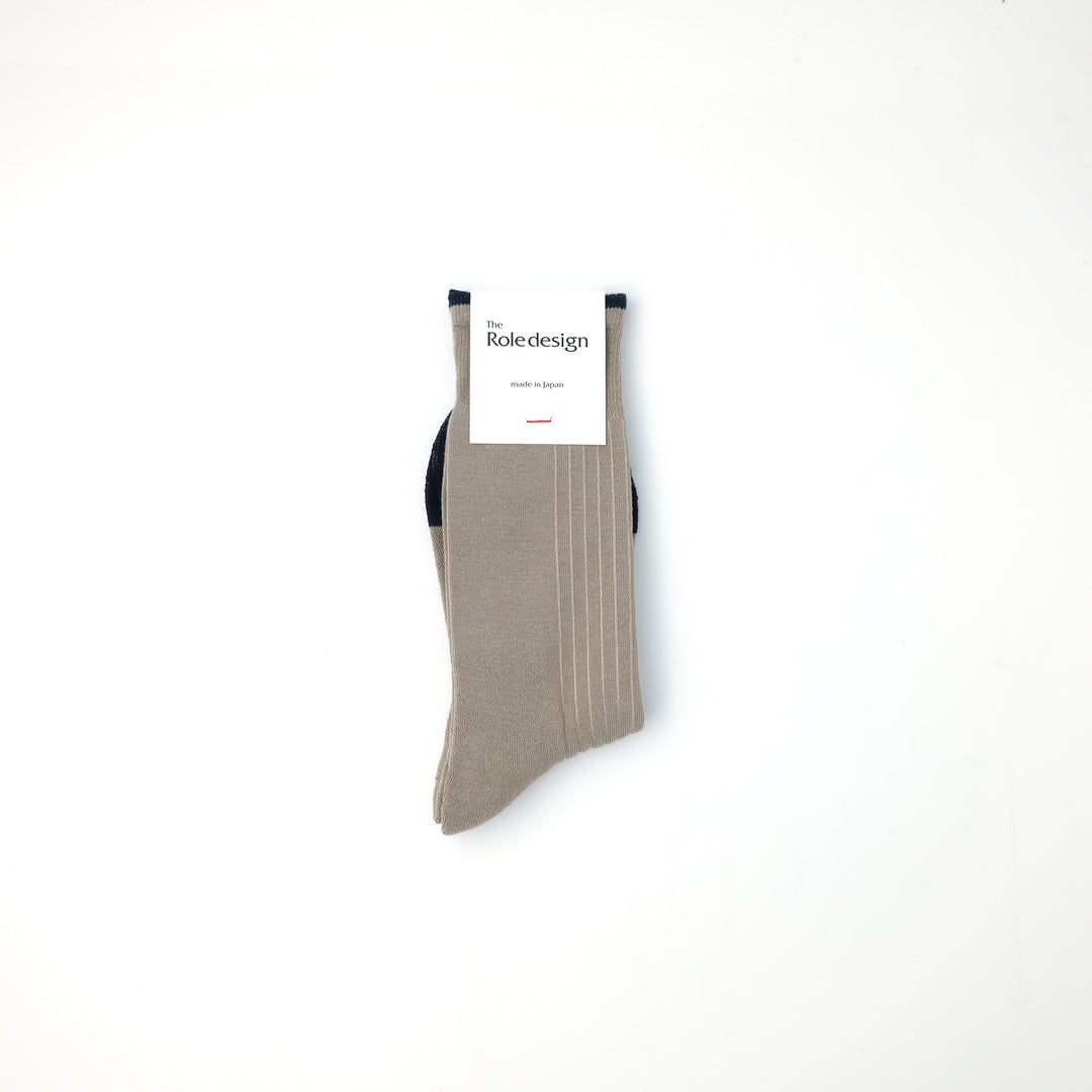 BICOLOR RIB SOCKS MENS TAUPE