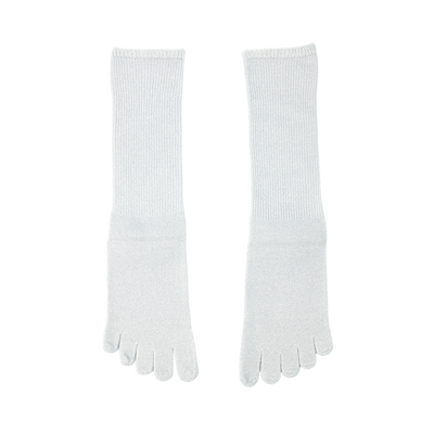 シルク×コットンラメ5本指Wソックス WHITE